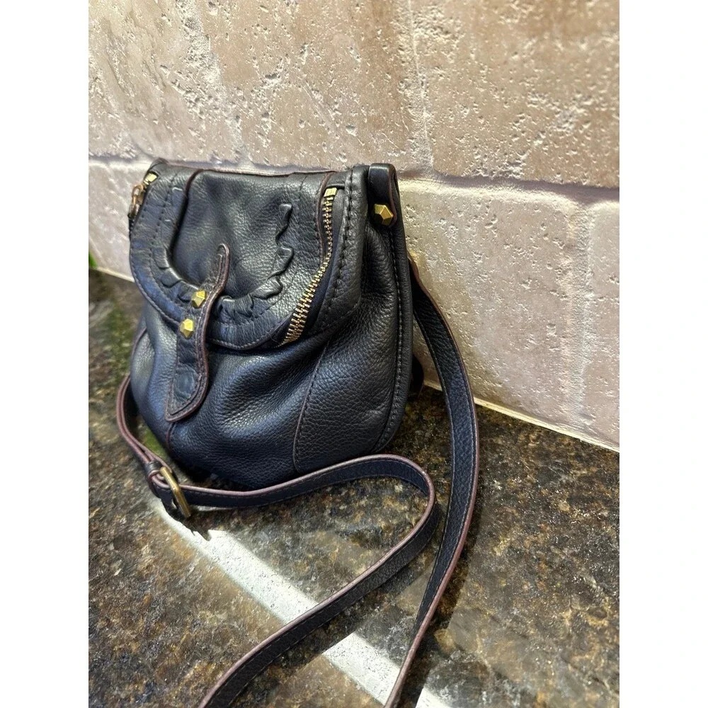 FIRM Vintage Oryany Flap Hobo Crossbody Purse Chocolate Brown Pebbled Leather